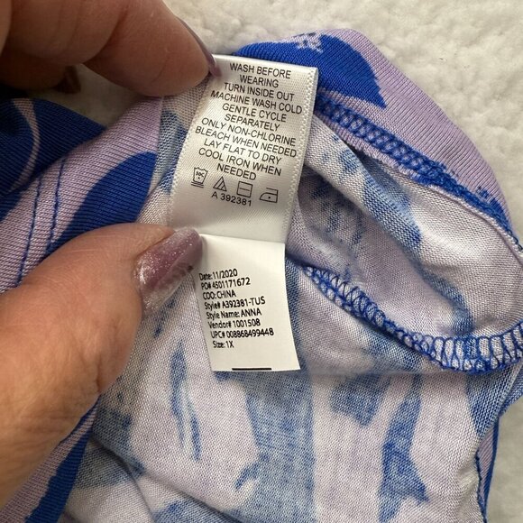 LOGO Layers Mixed Animal Print Tank Top Tunic Color Block Blue Pink Plus Size 1X - Picture 7 of 9